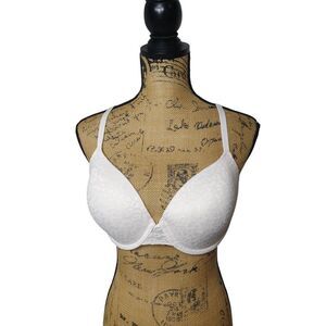 Victoria's Secret PINK 36D White Wear Everywhere T-shirt Lined Multi Wear Lace